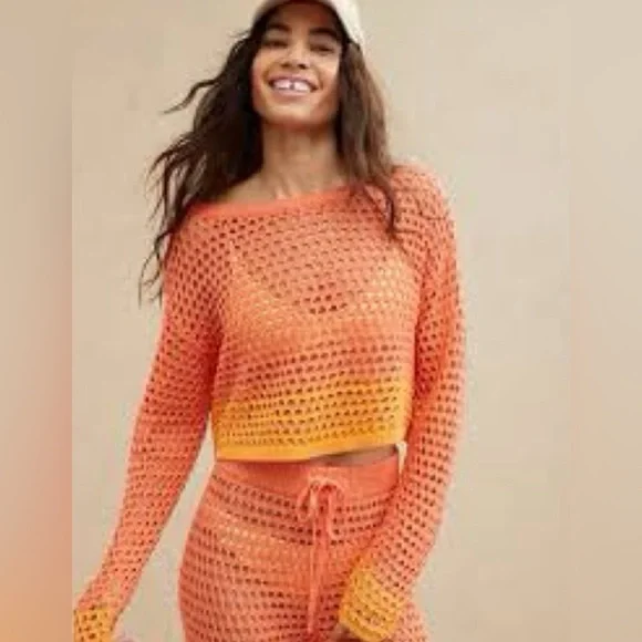 Aerie Orange and Yellow Knit Sweater - Picture 2 of 3